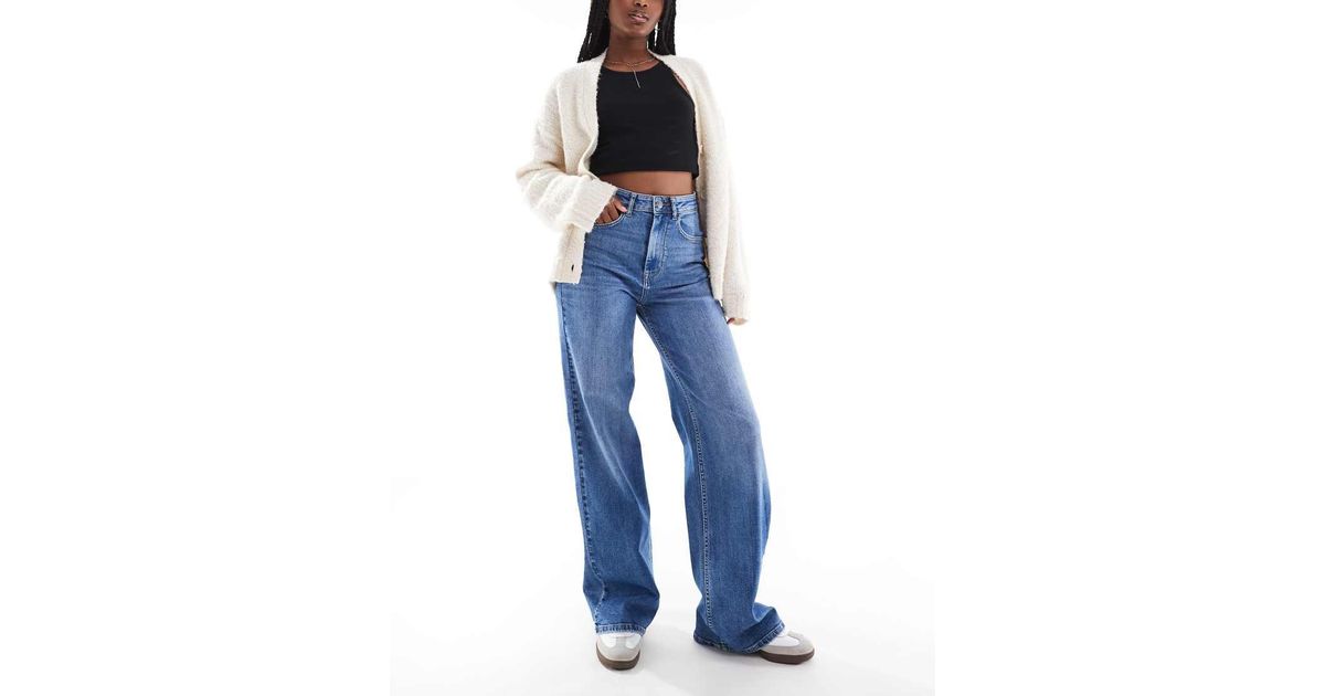 ONLY Hannah Extra High Waist Wide Leg Jeans in Blue Lyst UK