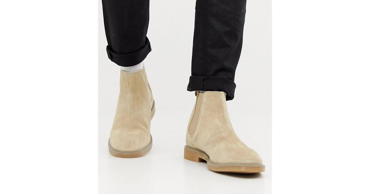 Pull\u0026Bear Suede Chelsea Boots In Sand 