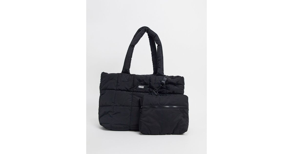 ASOS 4505 Puffer Quilted Tote With Internal Bag-black - Lyst