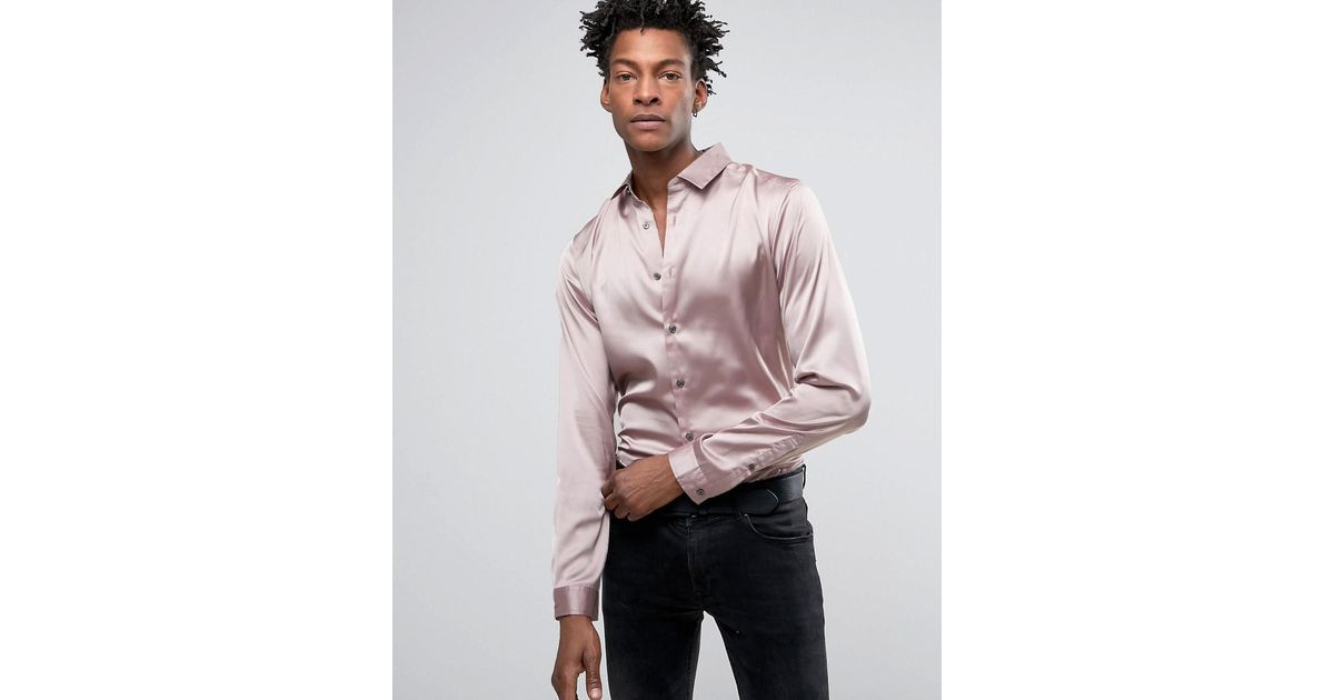 ASOS Satin Regular Fit Sateen Shirt In 