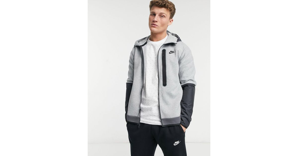Tech sweat a capuche polaire color block a fermeture eclair Nike pour homme en coloris Gris Lyst