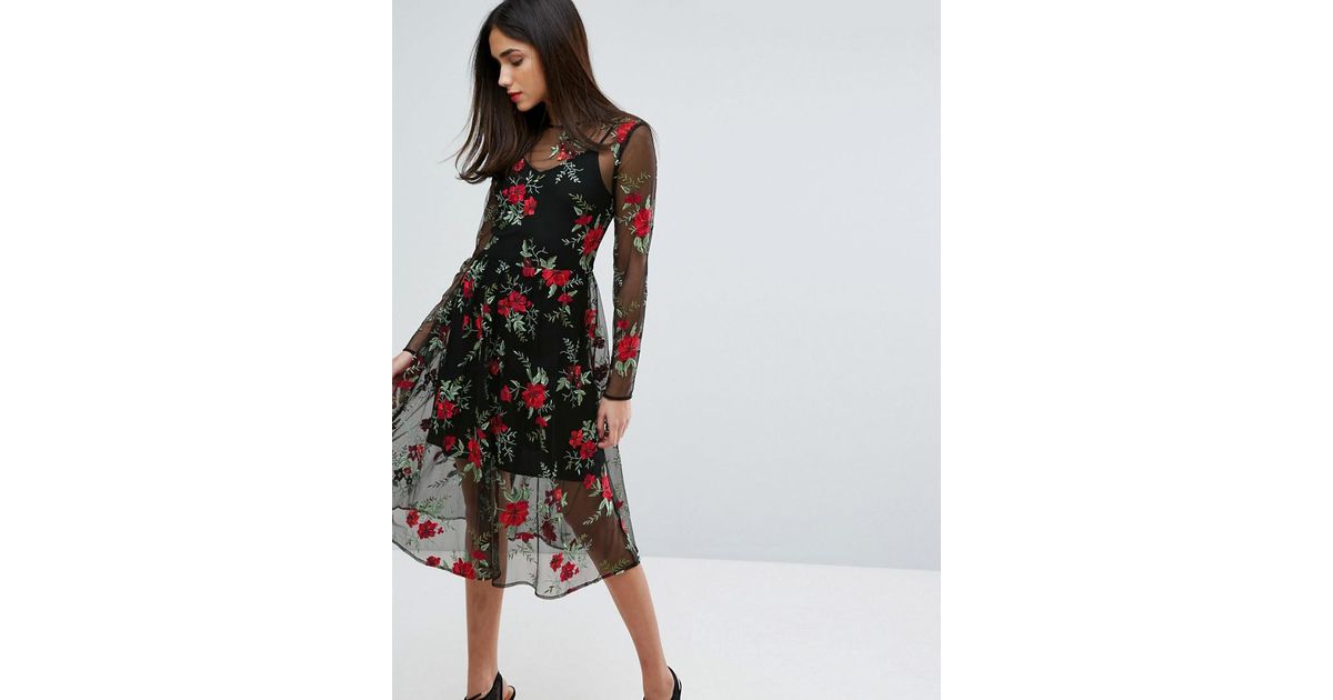 warehouse embroidered dress