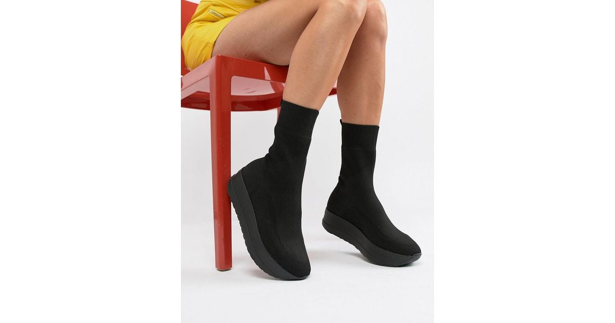 Vagabond Shoemakers Casey Black Stretch Flatfrom Boots | Lyst