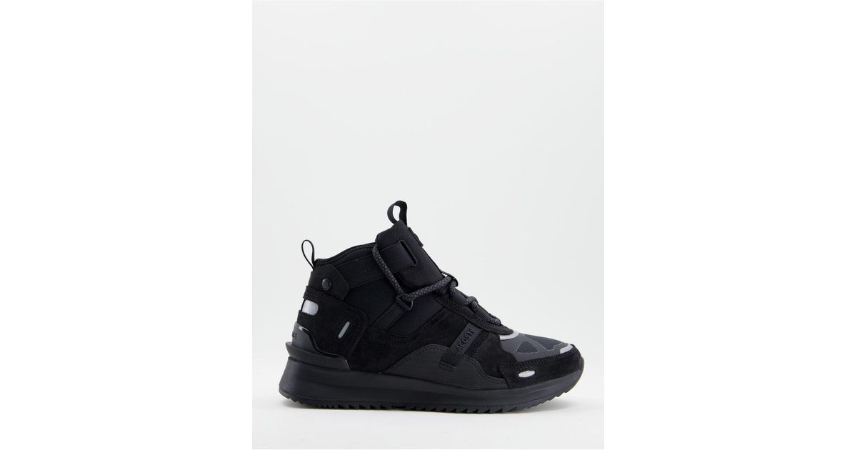 Lacoste Run High Top Trainers in Black | Lyst