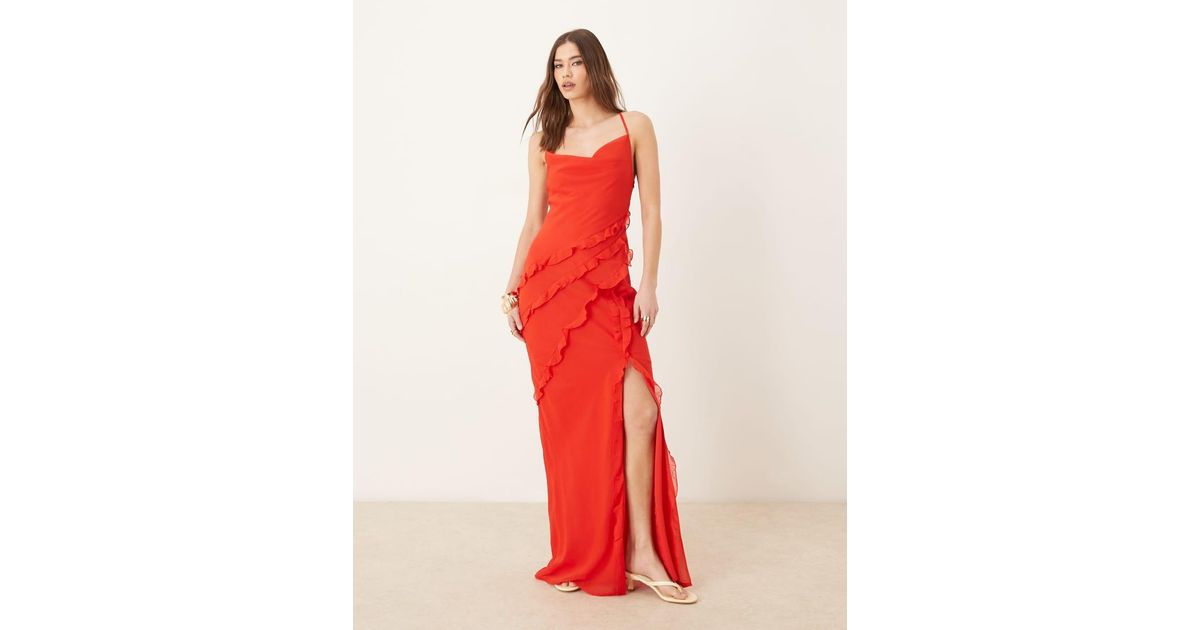 textured ruffle asymmetric maxi dress Asymmetrical Ruffle Gown Black / XS main image 1