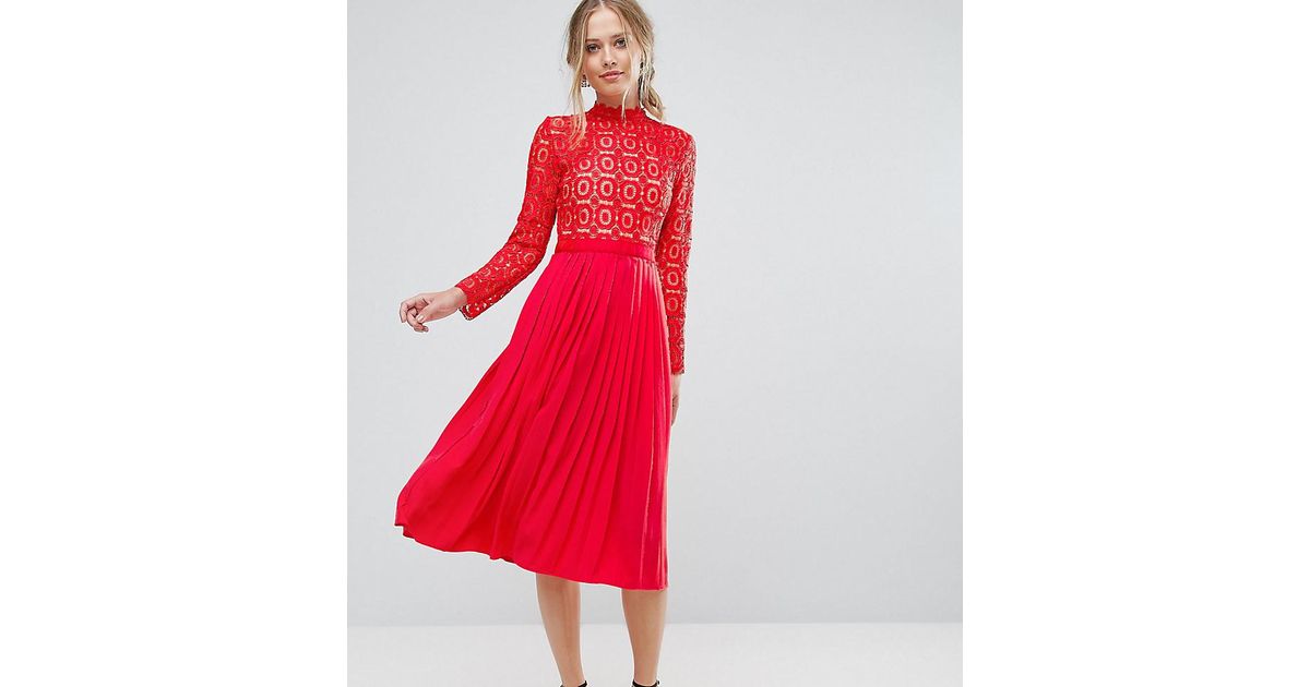 little mistress red lace dress