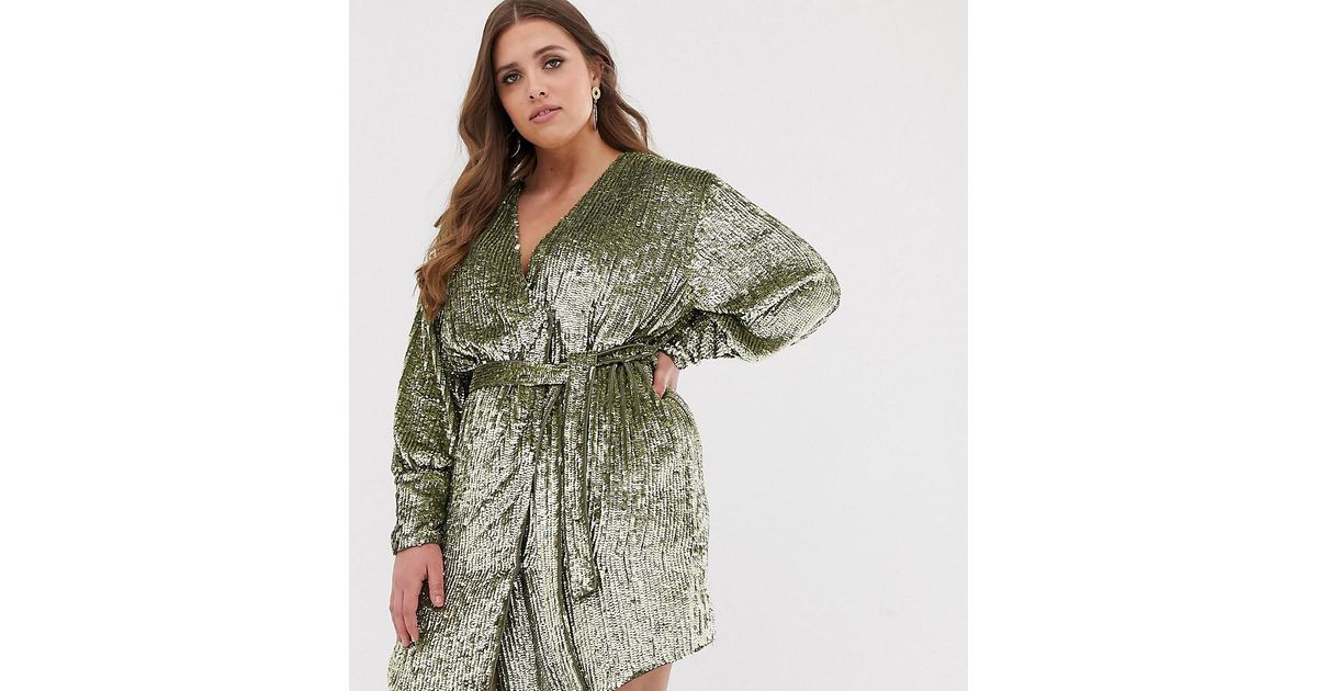 ASOS Synthetic Curve Sequin Wrap Mini 