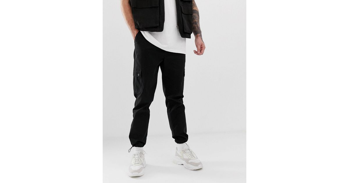 black tapered cargo pants