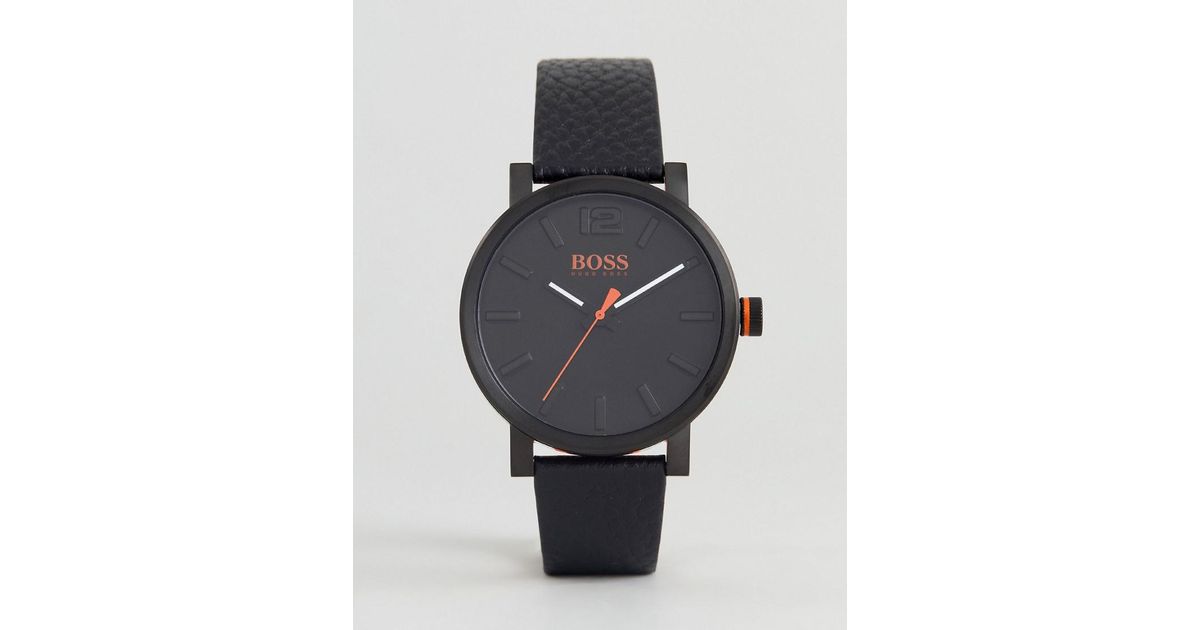 BOSS Orange By Hugo Bosse 1550038 Bilbao Leather Watch In Black for Men |  Lyst