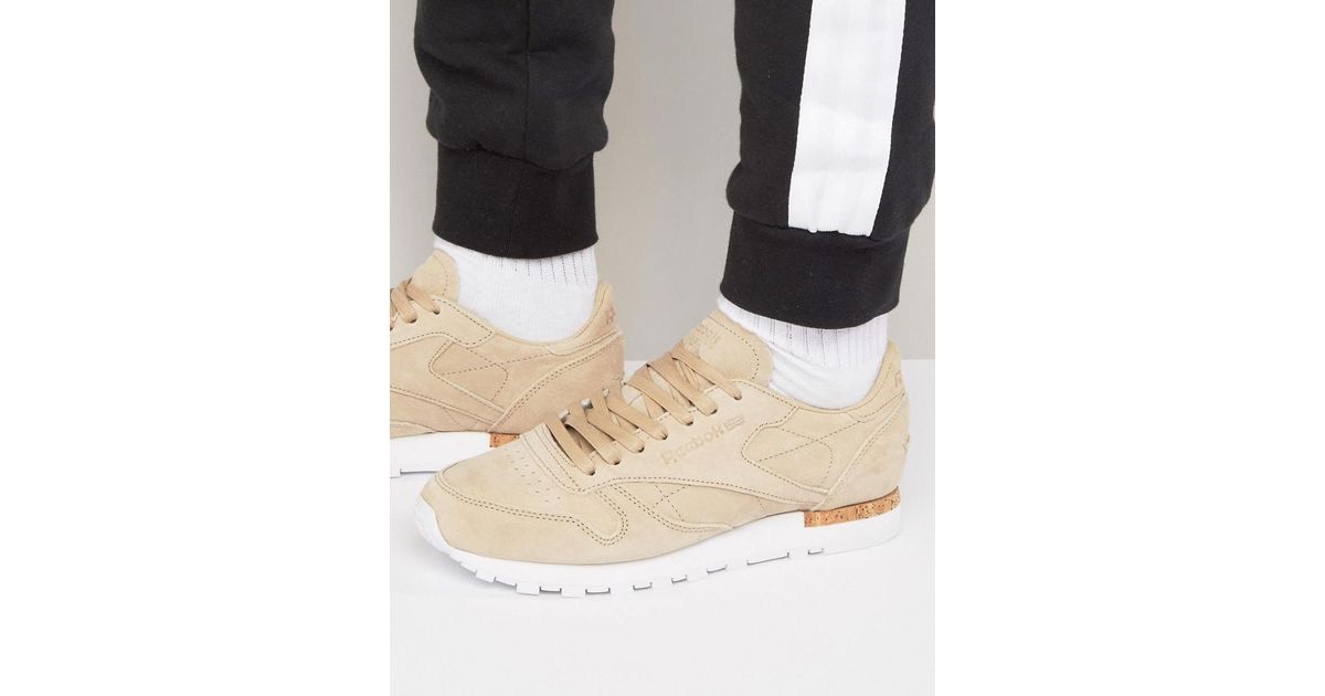 reebok classic leather lst suede trainers in beige