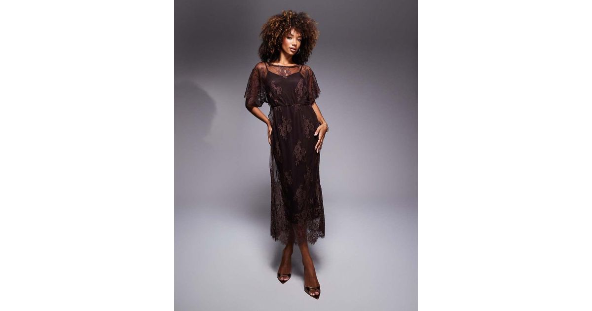 chinese dress ladies Chocolate Blue Lace Top  Never Fully Dressed