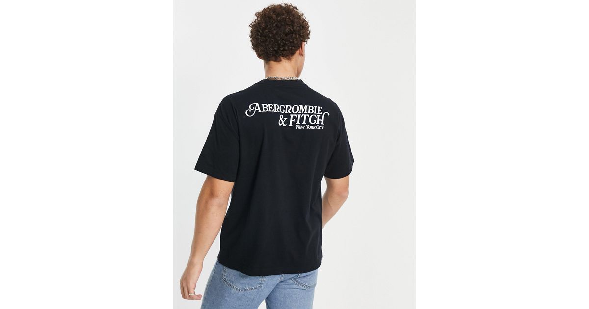 Abercrombie & Fitch Cotton Back Gel Logo Heavyweight Oversized Tshirt