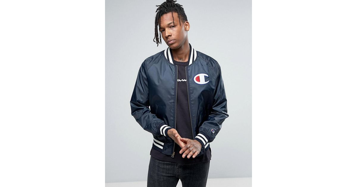 Champion Bomber Jacket With Large Logo in for Men | Lyst