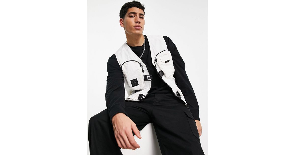 TOPMAN Utility Vest in White for Men | Lyst
