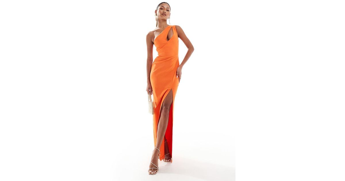 One-Shoulder Cutout Front Split Maxi Dress