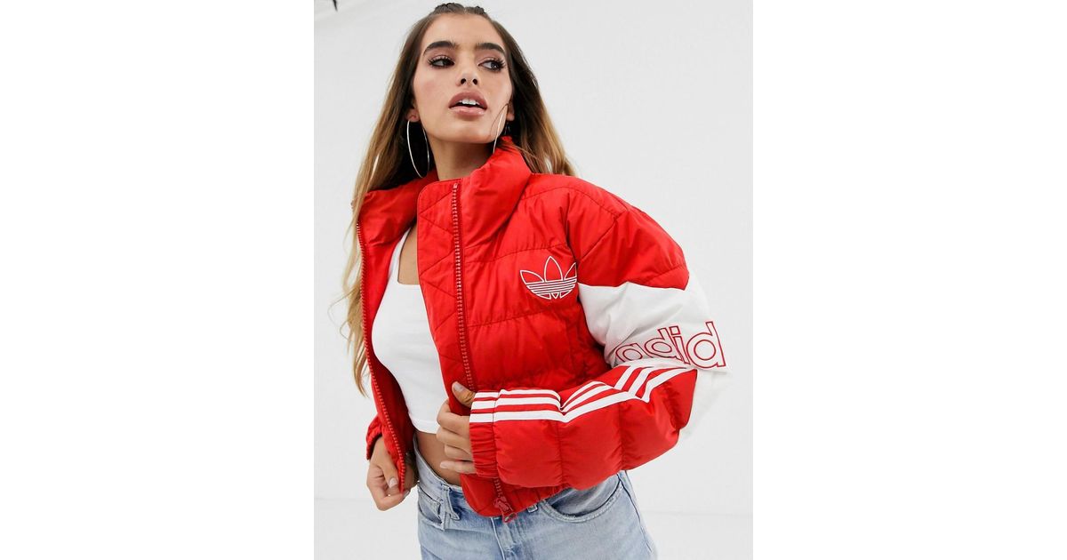 red adidas cropped jacket