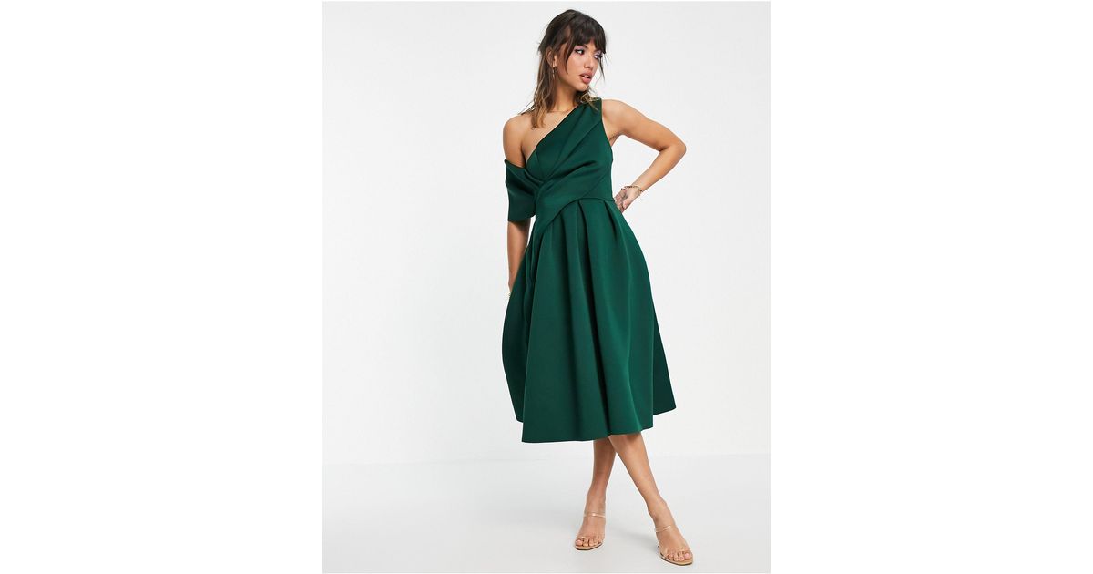 ASOS Bare Shoulder Prom Midi Dress in Green | Lyst Canada