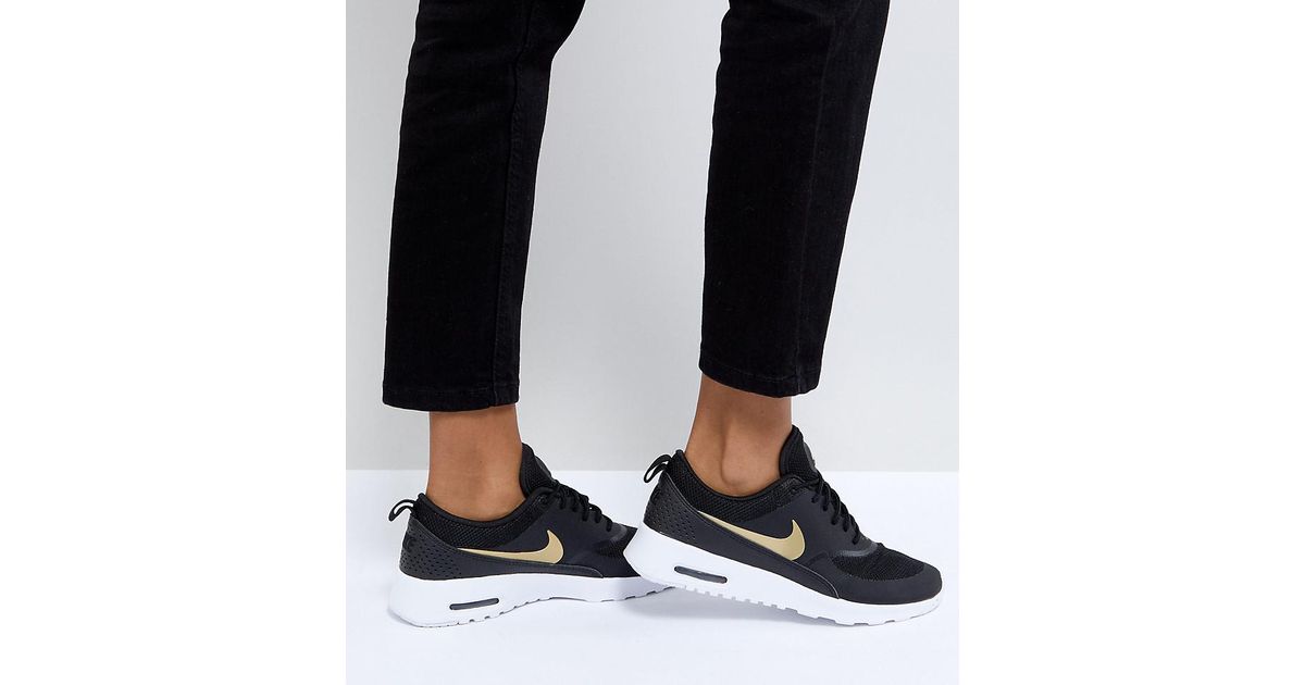 Nike Rubber Air Max Thea Trainers In Black And Gold | Lyst UK