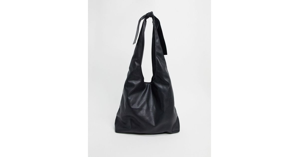 Small Black Leather Hobo Bag - Slouchy Shoulder Purse