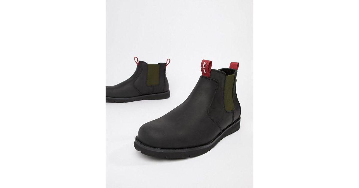 levi's jax leather chelsea boot in black