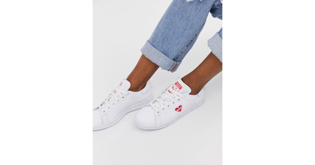 Adidas originals stan smith shop trainers with red heart