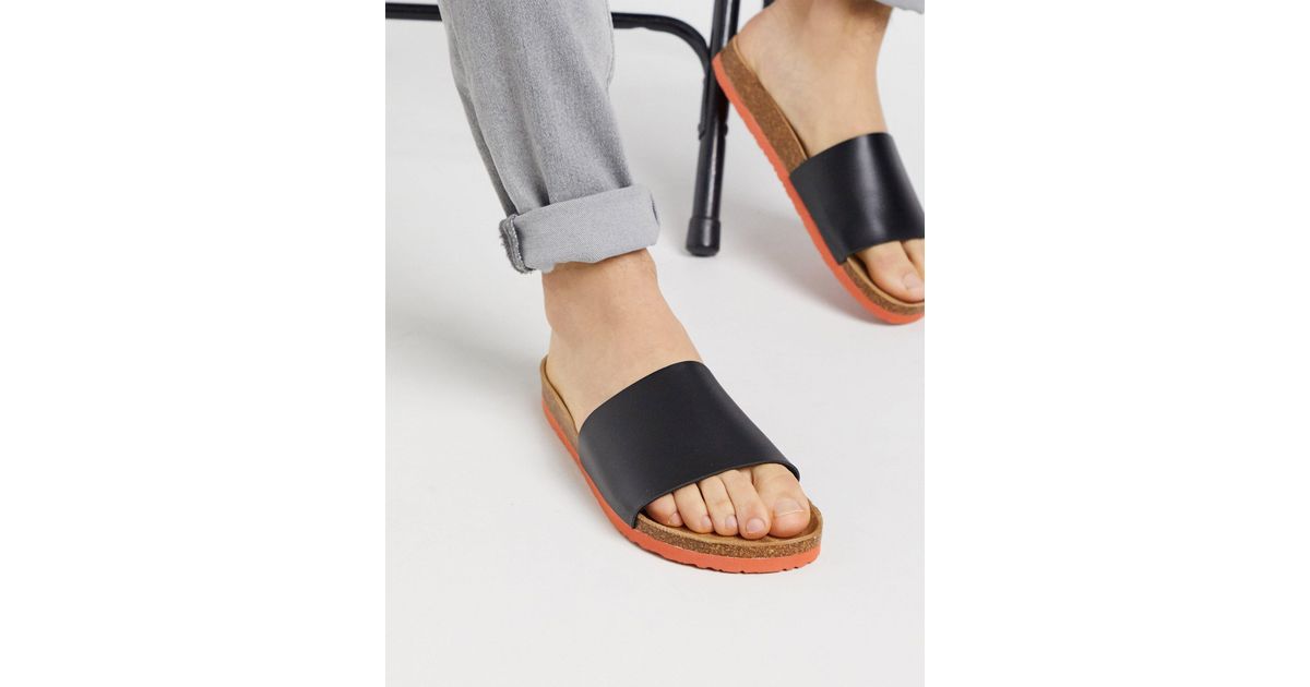 black sandal sliders