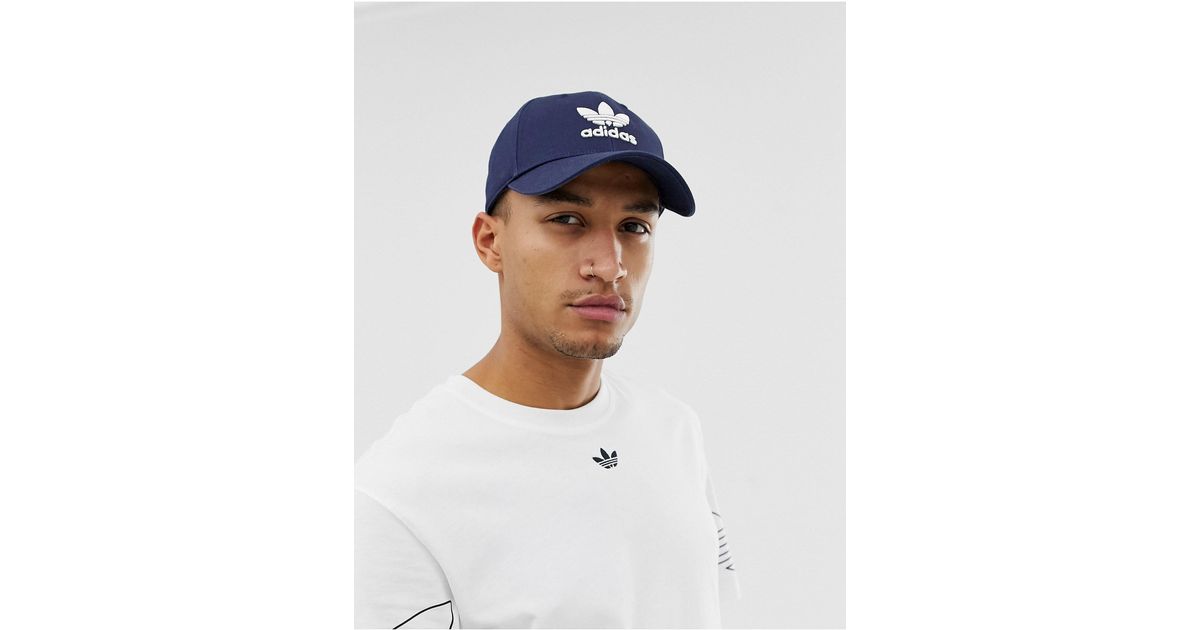 adidas Originals Cotton Trefoil Snap-back Cap in Navy (Blue) for Men | Lyst