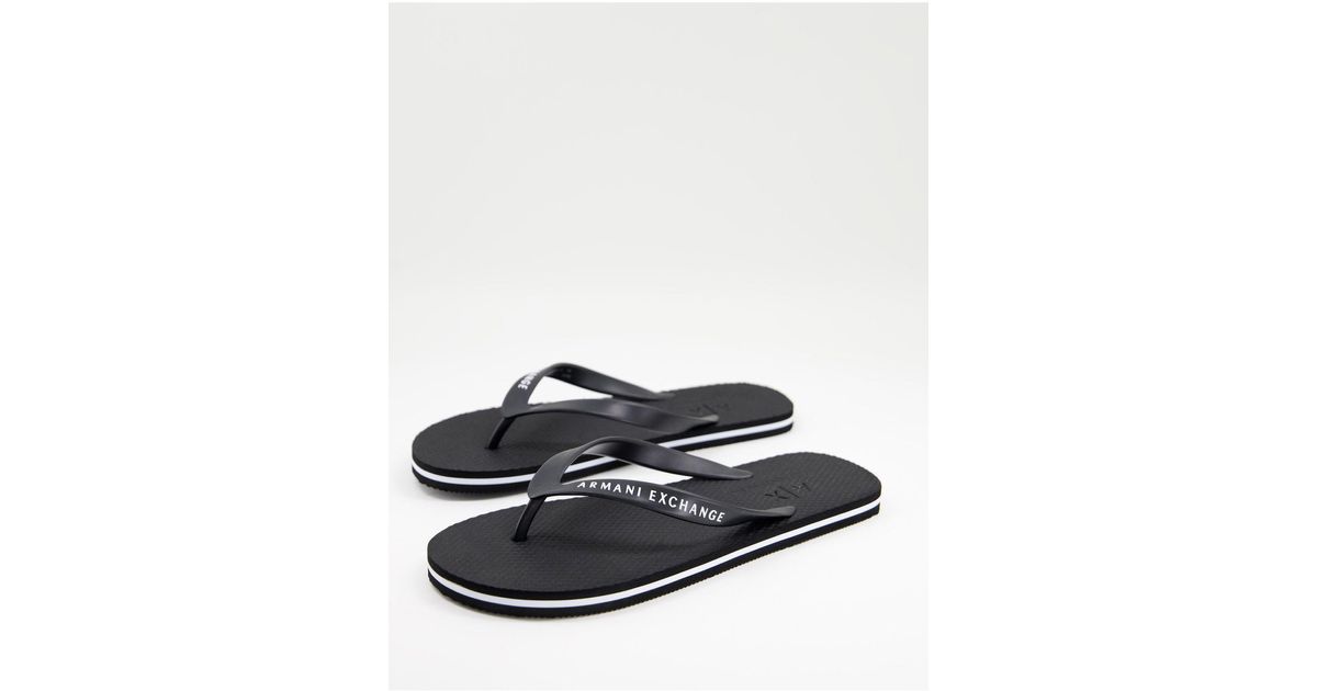 Armani Exchange Flip Flops in Black for Men Lyst