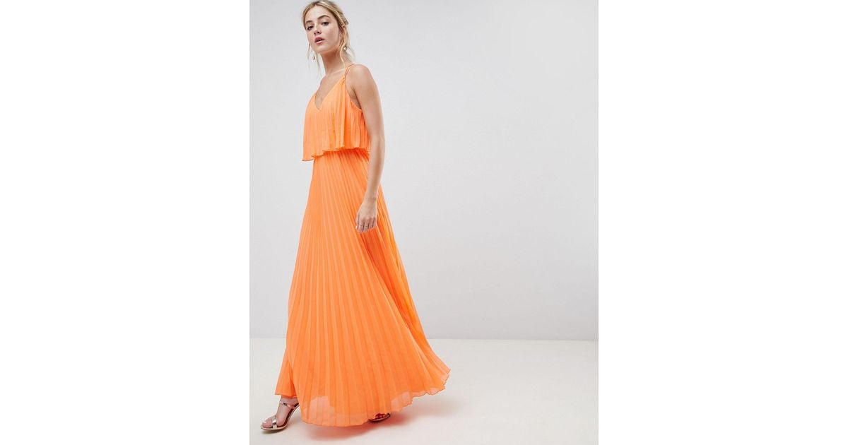 orange pleated dress