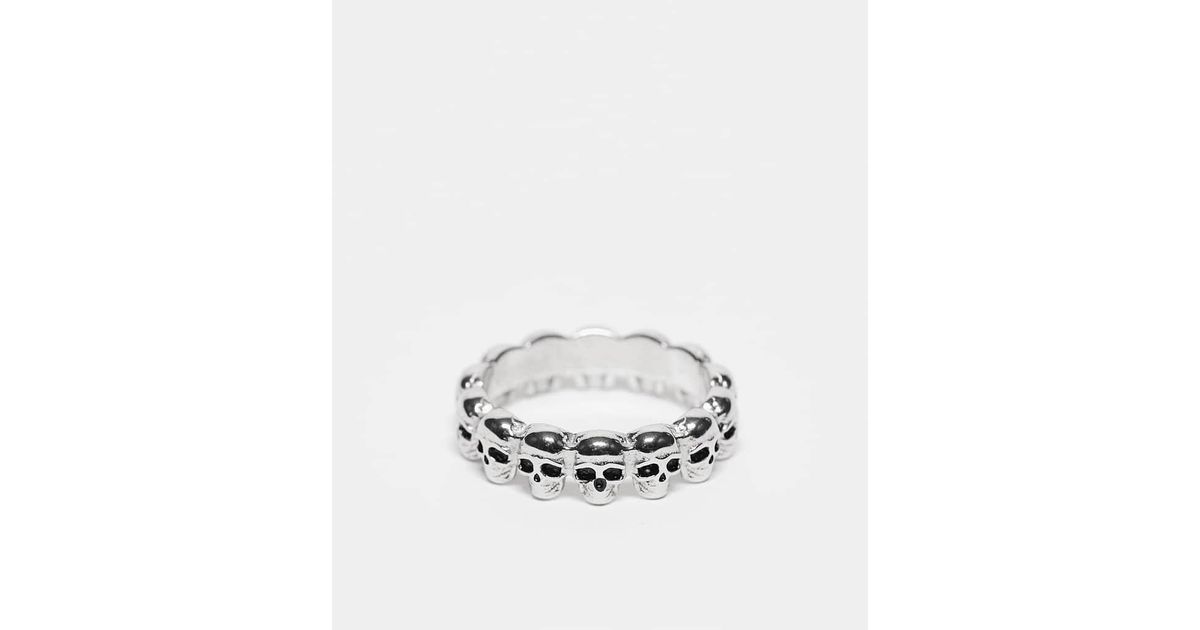 Ed Hardy Skull Band Ring in White | Lyst UK