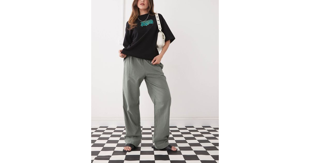 Monki 05913267 Monki Linen Trousers in White | Lyst