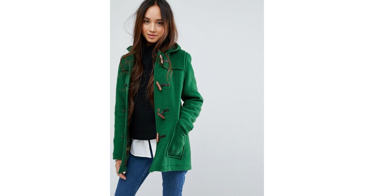 Gloverall Fitted Pannelled Wool Blend Duffle Coat in Green | Lyst Canada