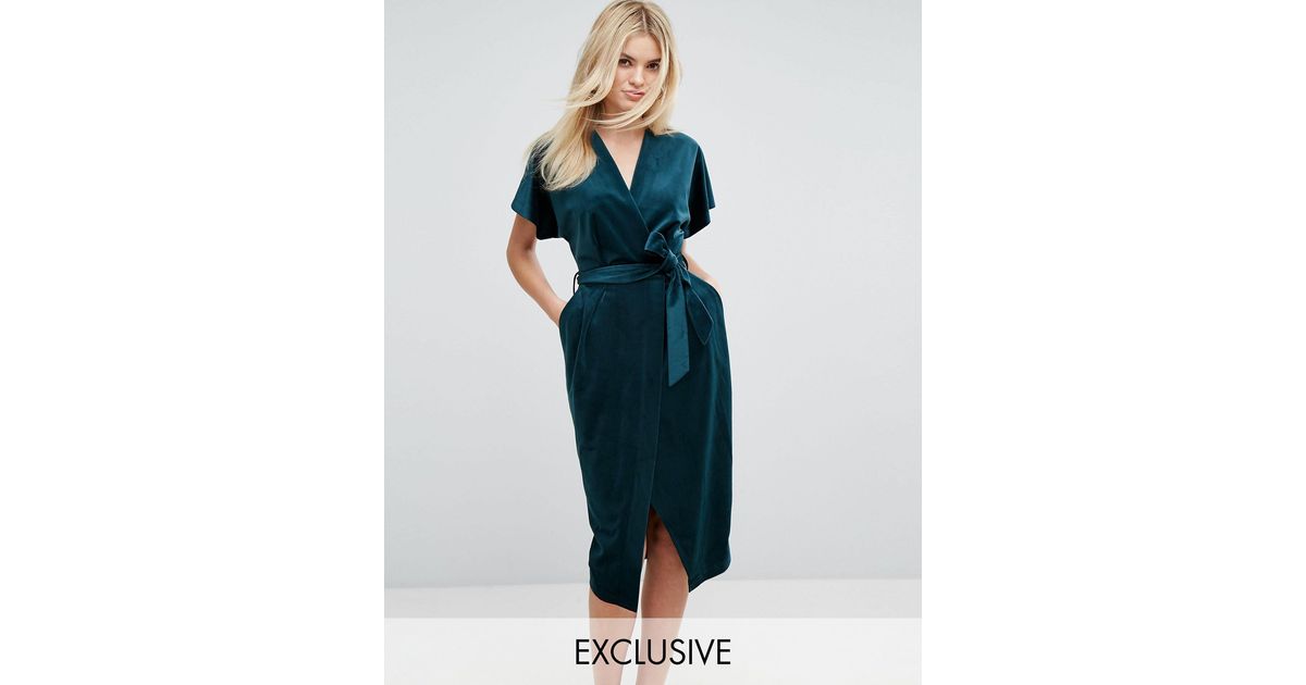 closet green velvet kimono dress
