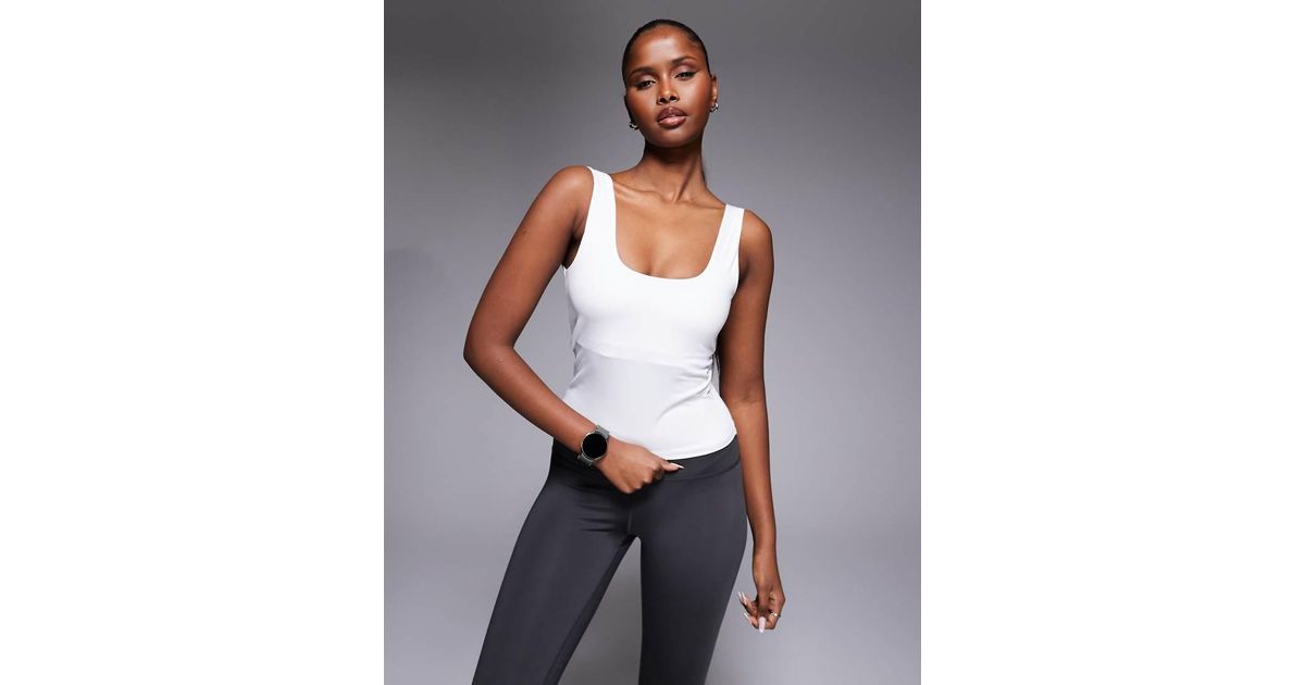 4505 Active Square Neck Vest With Inner Bra in Grey | Lyst UK