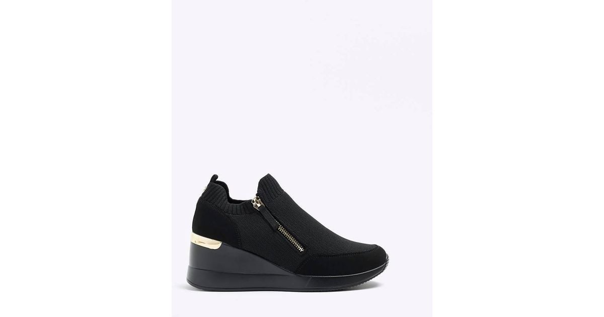 Zip Trainers Black Trainers Womens River Island Wedge Trainers