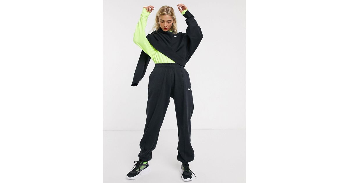 nike mini swoosh oversized joggers black