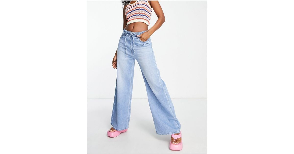 Weekday Synthetic Recycled Polyester Blend Wide Leg Drapey Jeans in ...