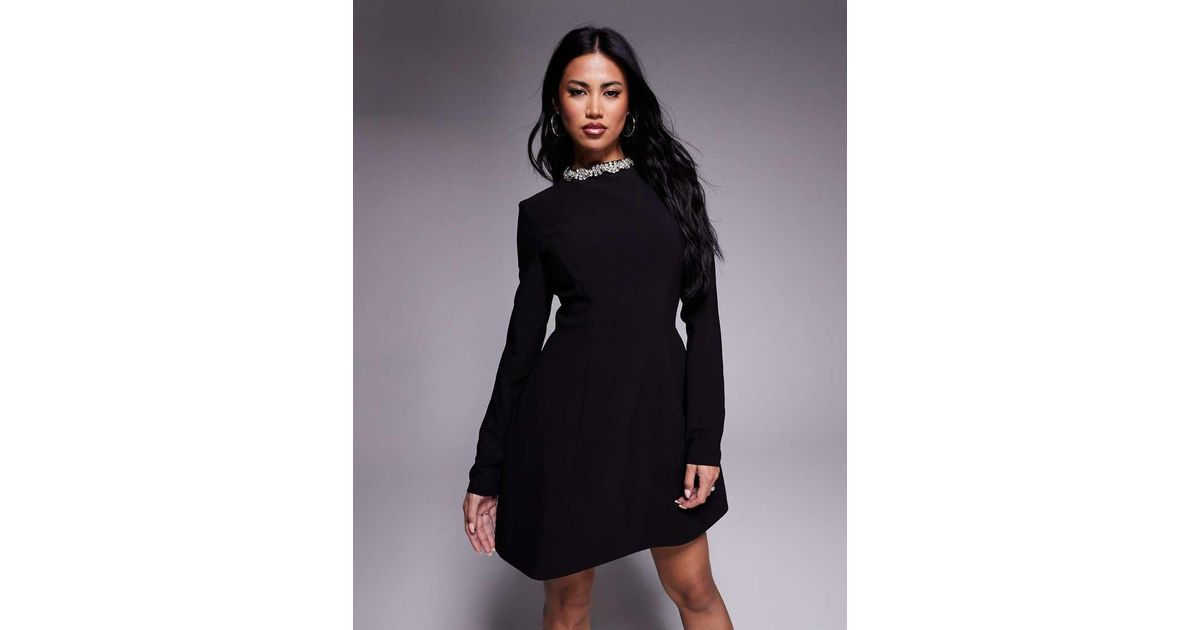 Bardot Delphi Long Sleeve Mini Dress in Blue | Lyst UK
