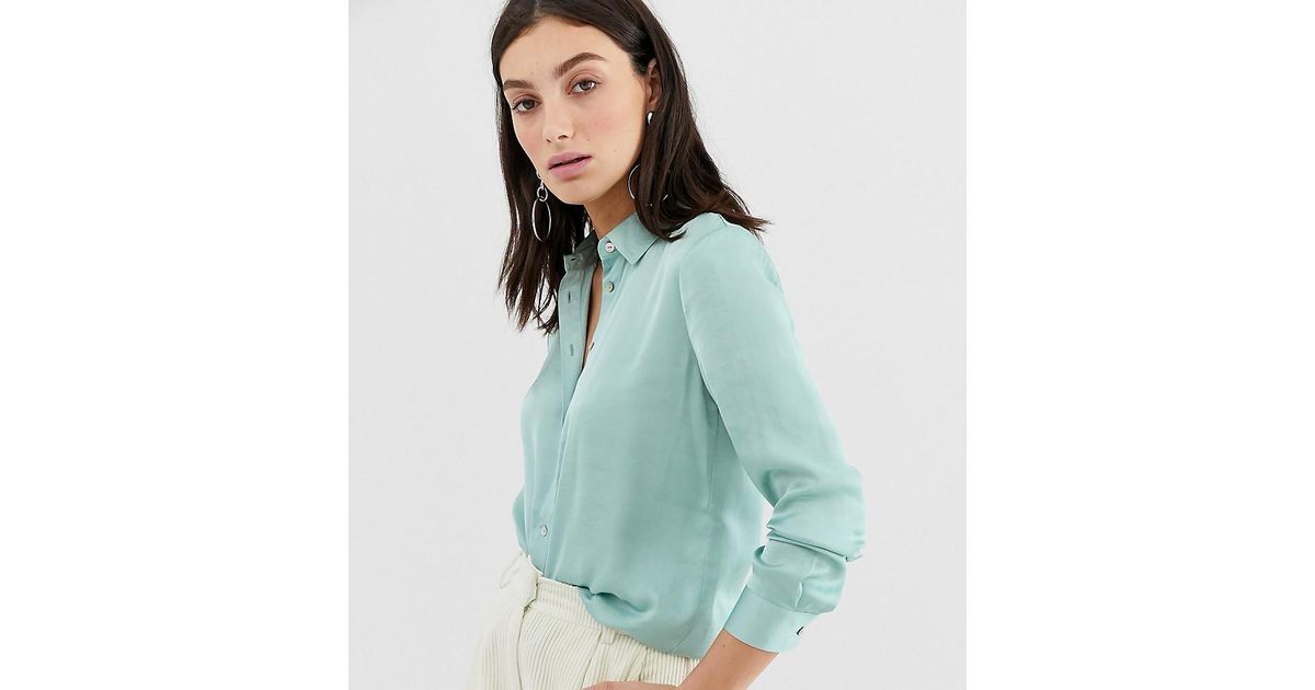 Stradivarius Oversized Satin Shirt In 