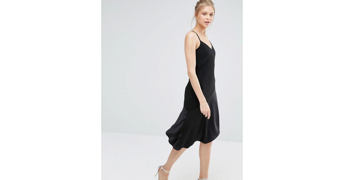 oasis satin asymmetric midi dress