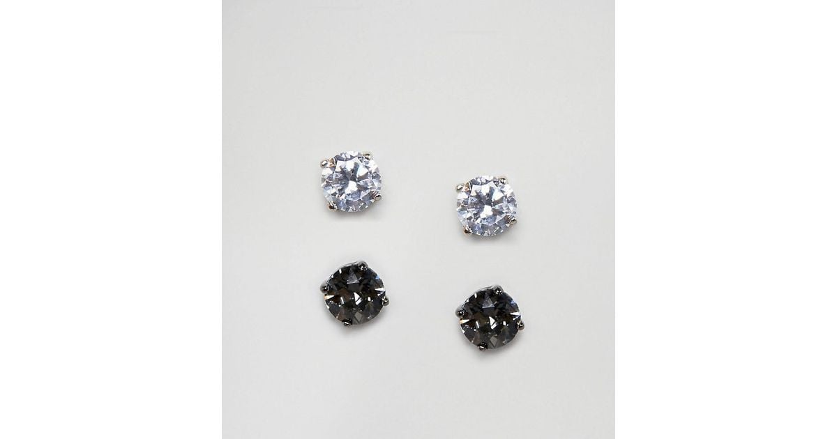 Simon Carter Metallic Clear Black Stud Earrings With Crystals From Swarovski In 2 Pack For Men Simon Carter Metallic Clear Black Stud Earrings With Crystals From Swarovski In 2 Pack For Men