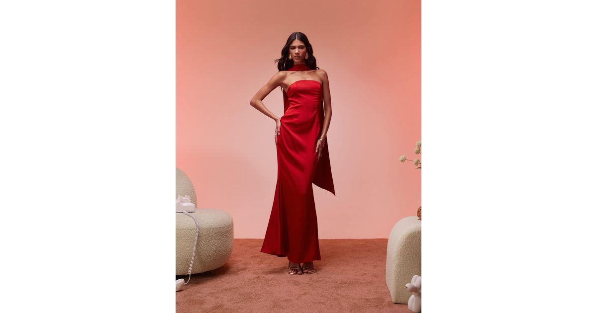 chinese dress ladies Noelia Textured Jersey Open Back Maxi Dress in Fiery Red