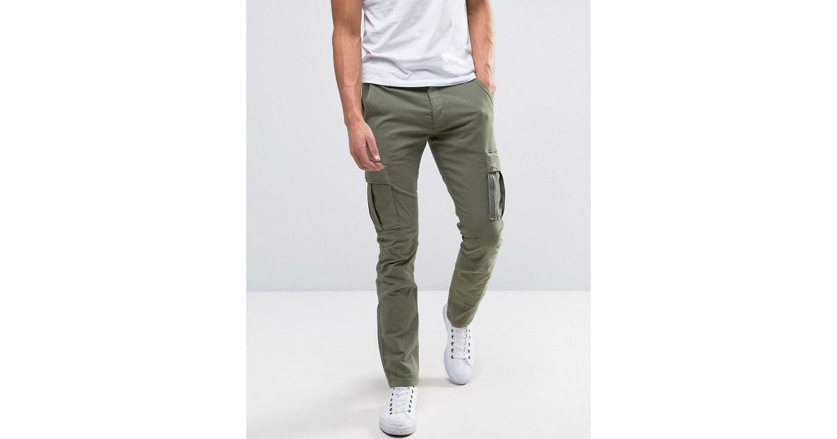 SELECTED Slim Fit Cargo Pant in Green for Men | Lyst