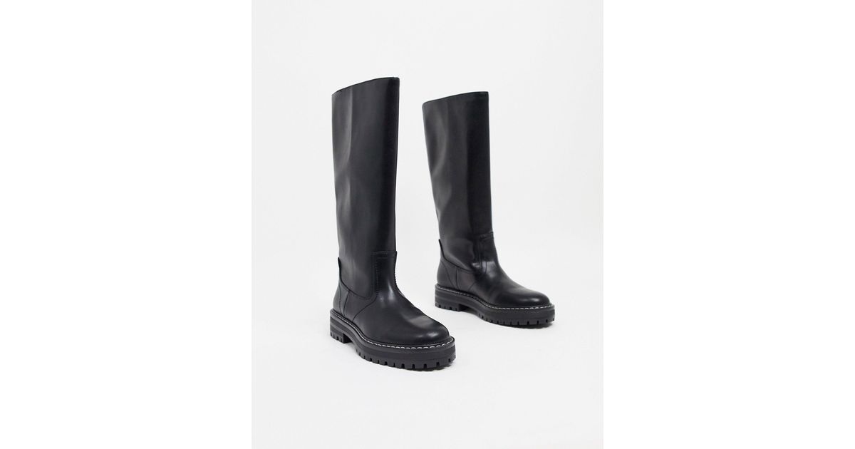 Botas altas negras planas Mango de color Rosa | Lyst