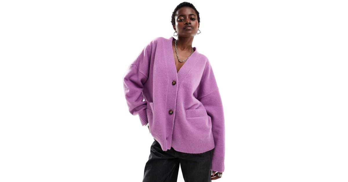 Oversized Mauve Cardigan Sweater Mango Oversized Cardigan In Lilac