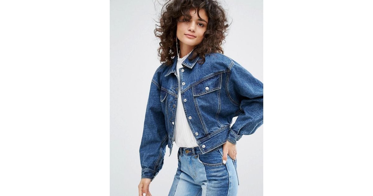 oversized denim cropped jacket