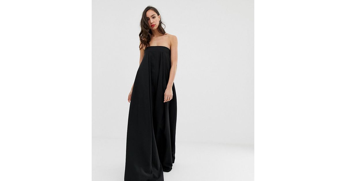 tall black wide leg jumpsuit