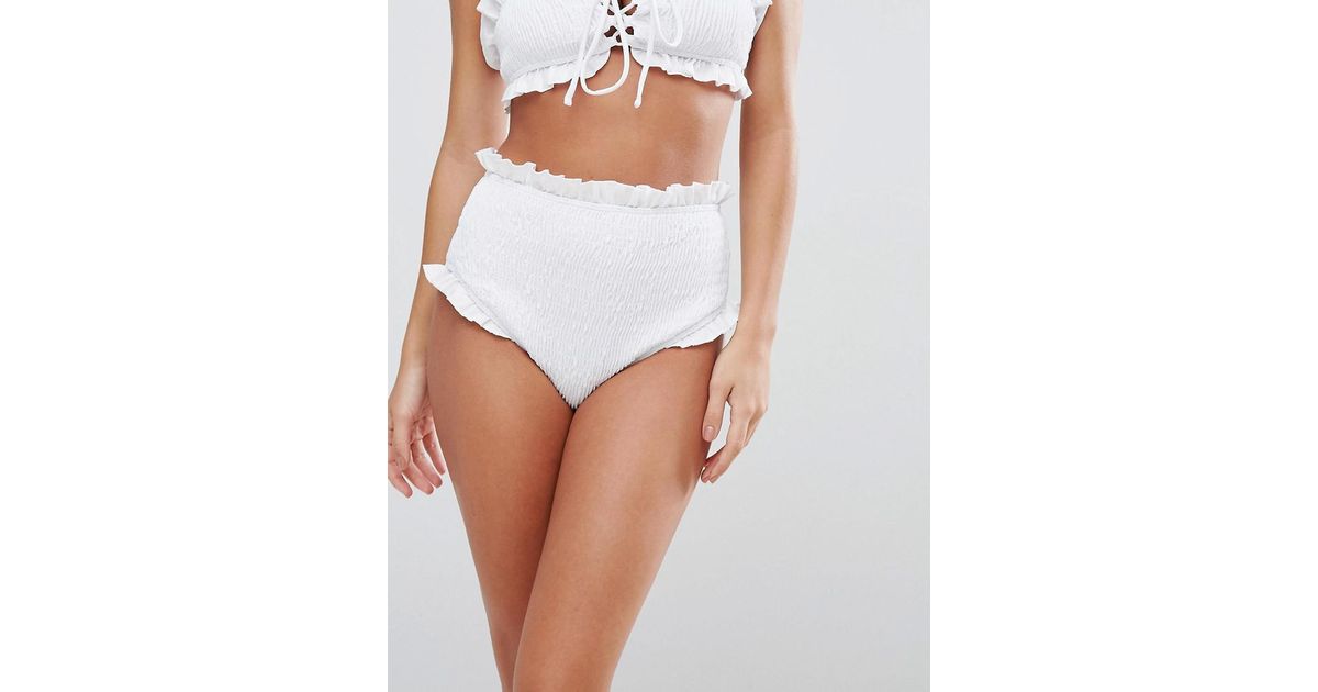 high waisted frill bikini bottoms