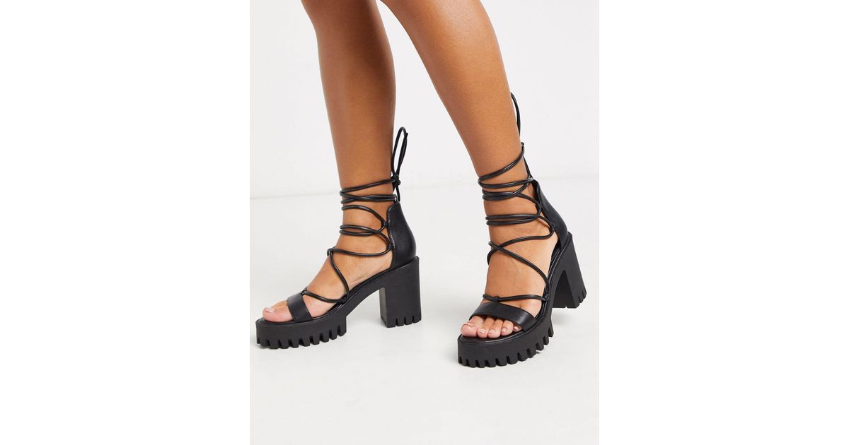cleated platform block heels