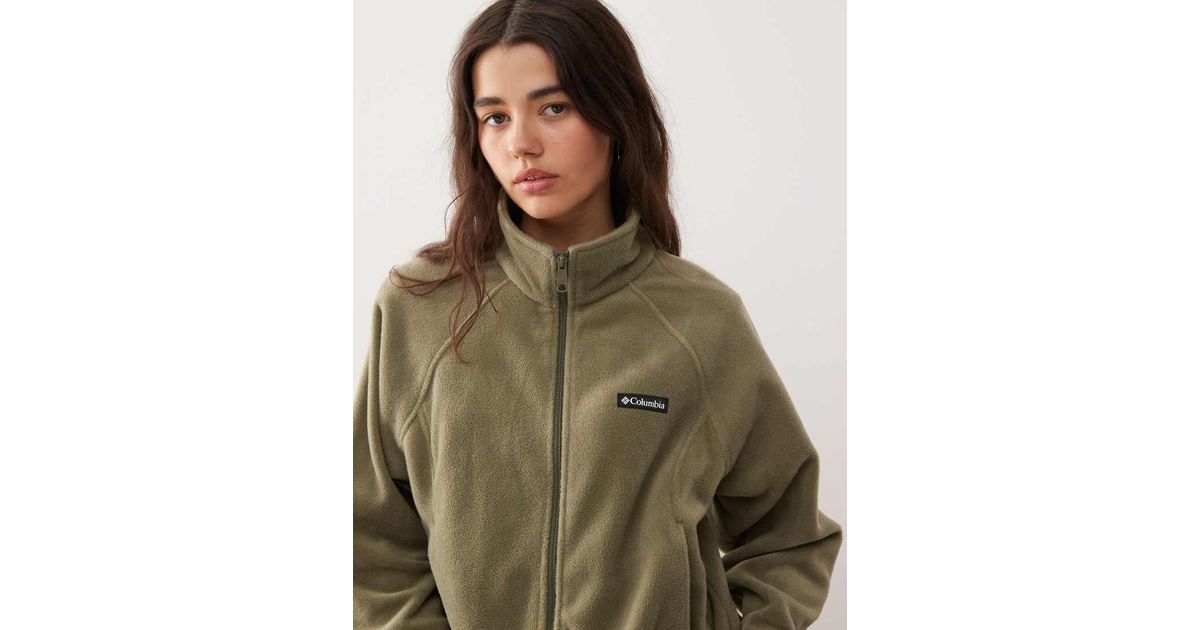 Columbia benton springs relaxed full zip fleece in rainforest green